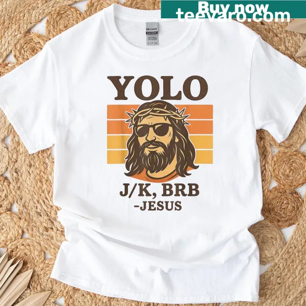 Playful retro T-shirt with humorous Easter quote about Jesus