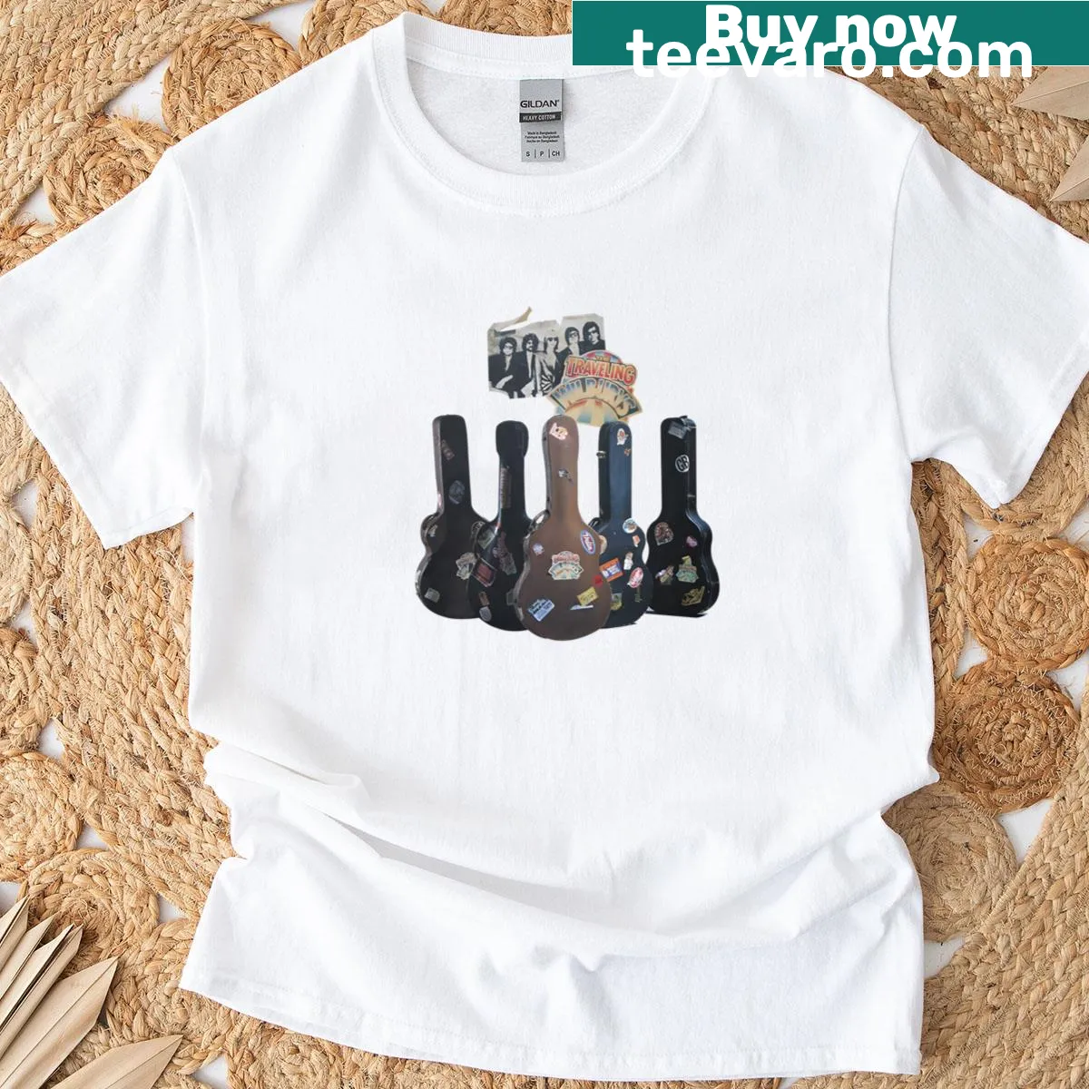 Guitar-themed graphic t-shirt for music lovers — on a men's t-shirt