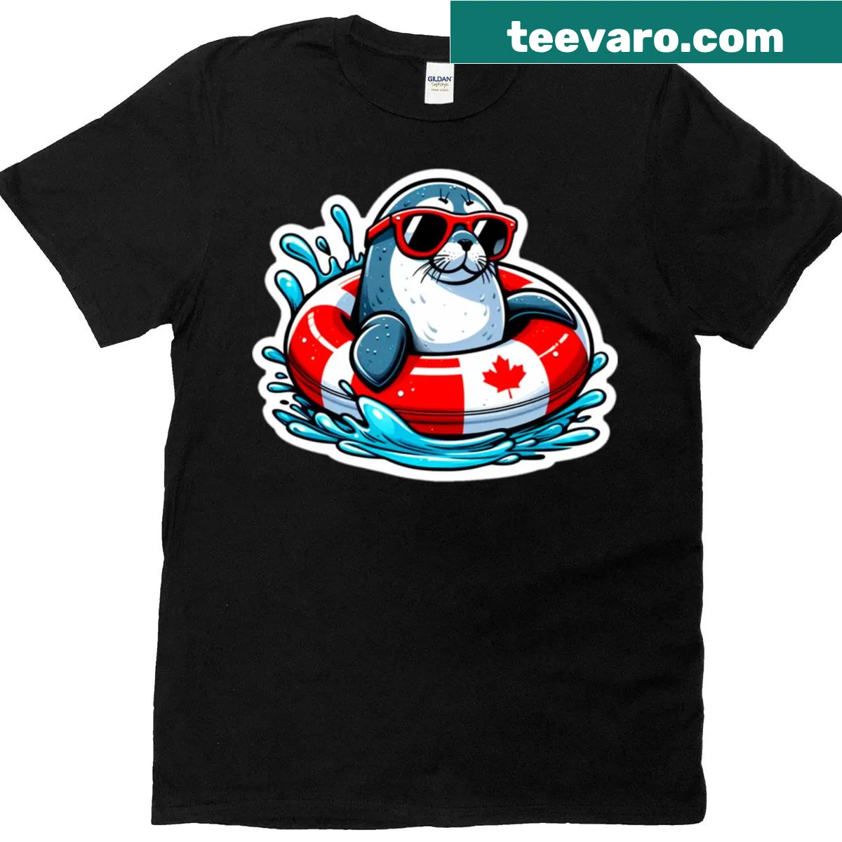 Illustration of a harbor seal on a nature-themed t-shirt — on a men's t-shirt