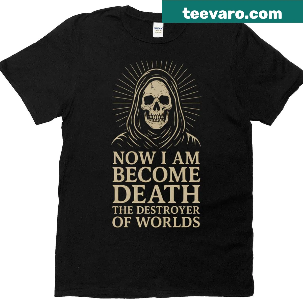 Abstract Grim Reaper design T-shirt with skull graphic — on a men's t-shirt