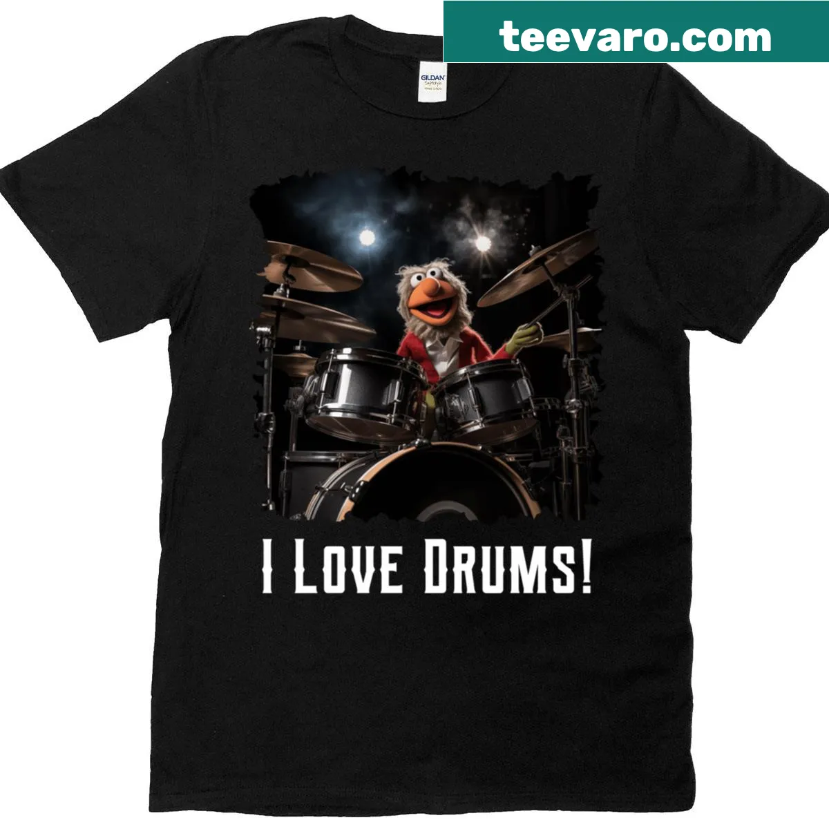 Children's T-shirt featuring drum design and Muppets theme — on a men's t-shirt
