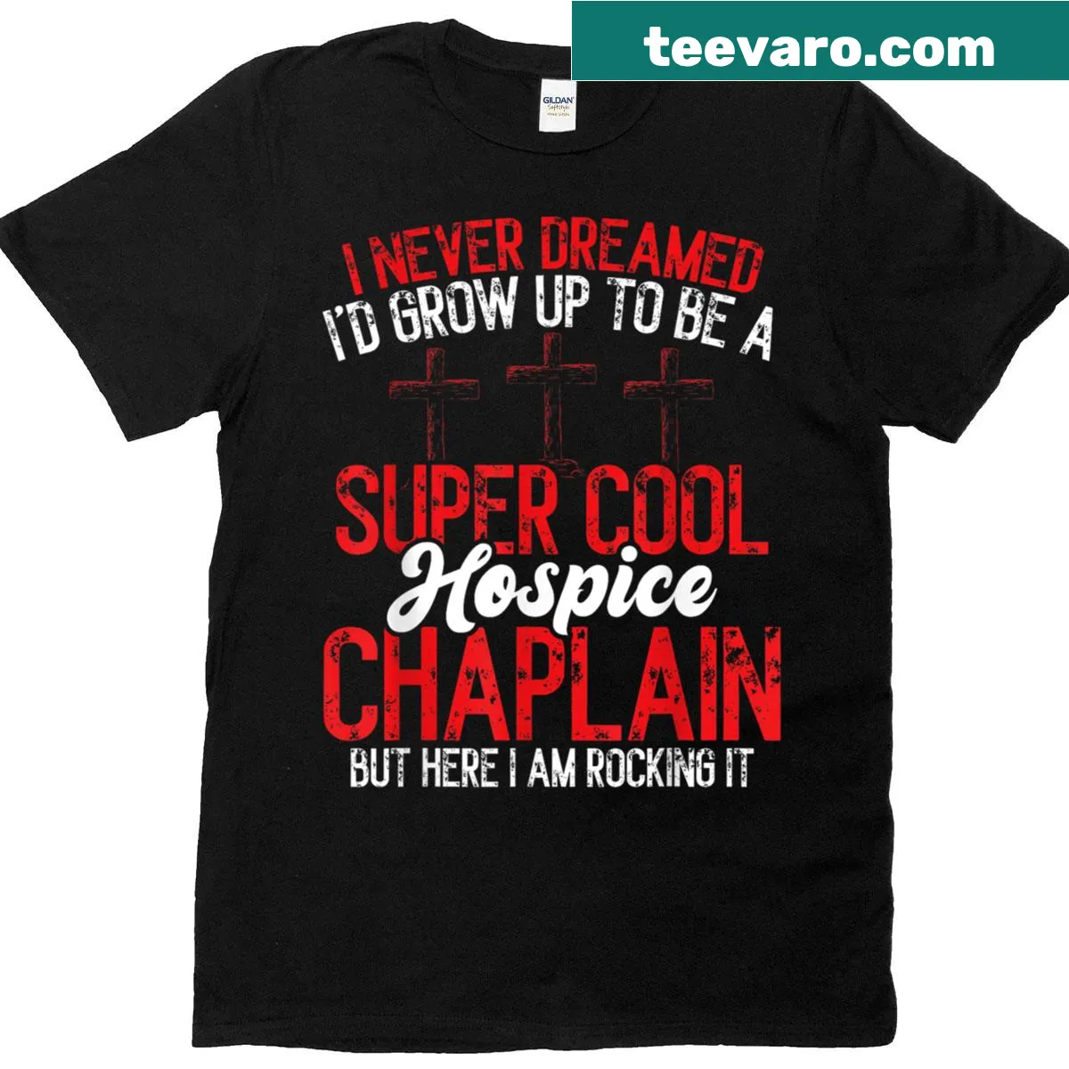 Heartfelt hospice chaplain t-shirt with inspiring text design. — on a men's t-shirt
