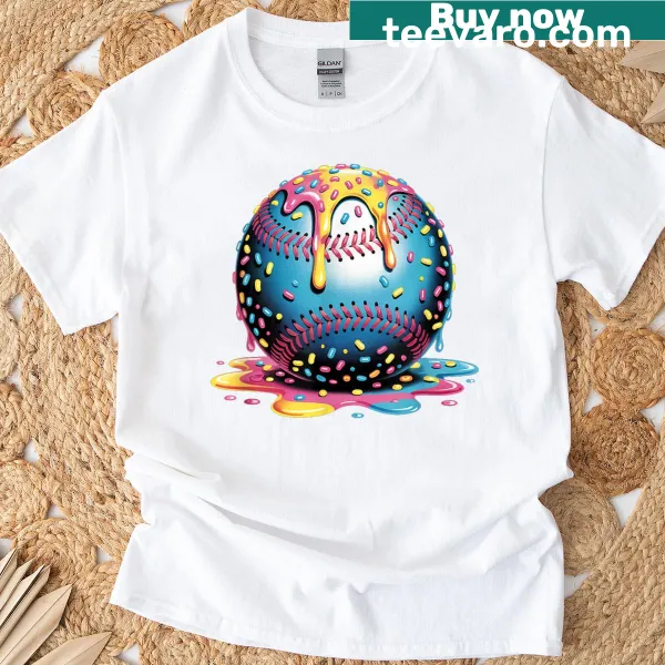 Illustrated T-shirt with ice cream and baseball graphics for kids