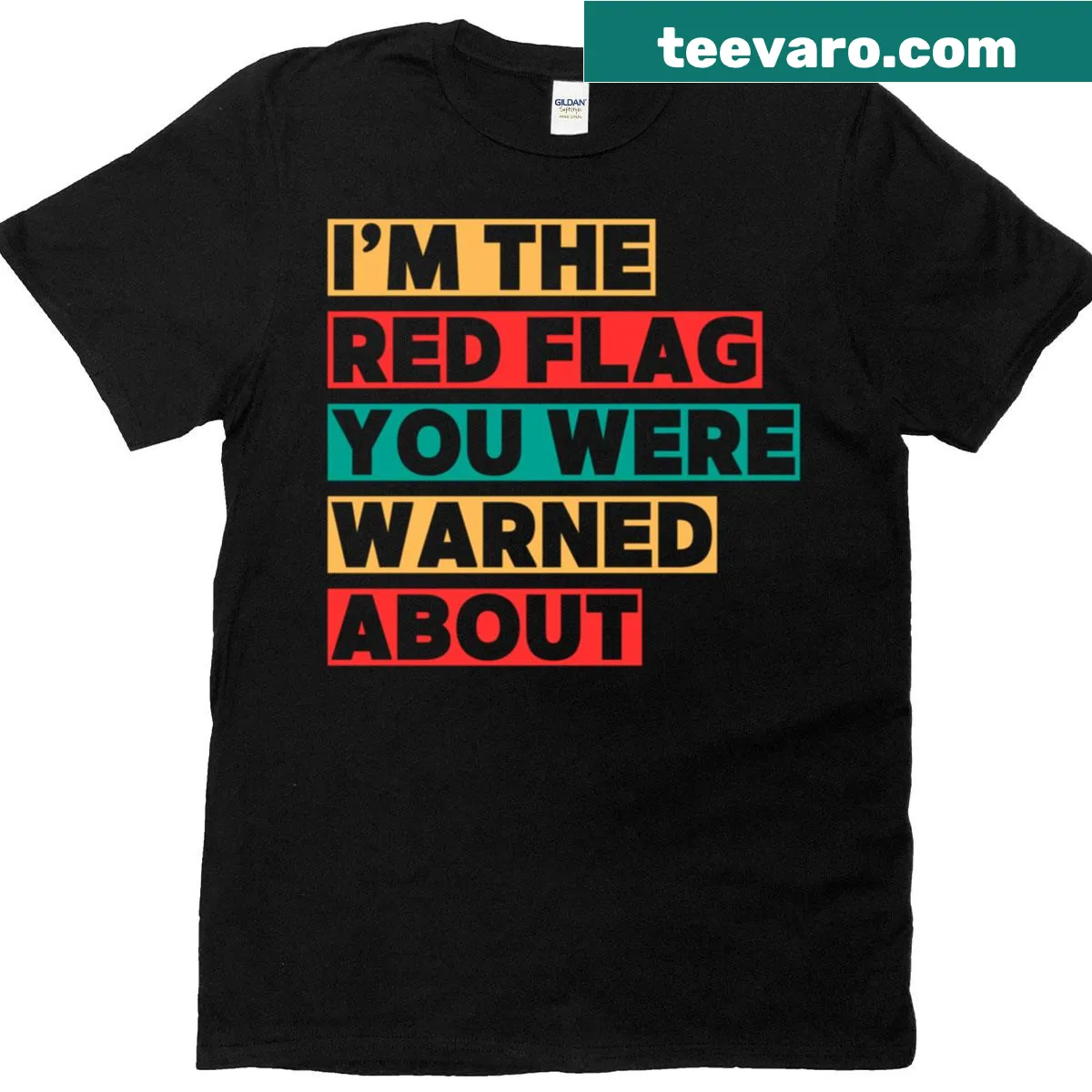 Edgy oversized t-shirt with a humorous red flag saying — on a men's t-shirt