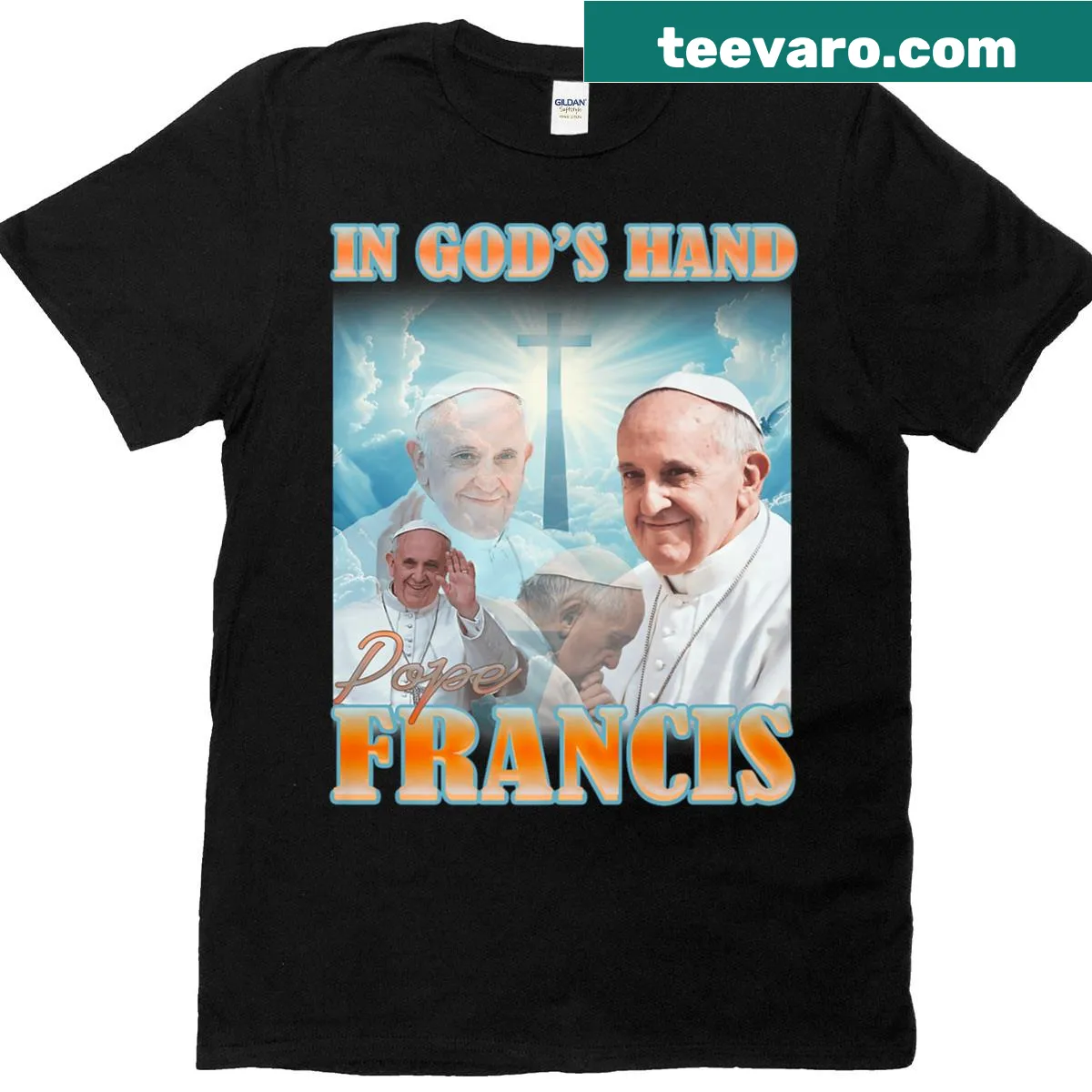 Faith-inspired T-shirt with the phrase 'In God's Hand' — on a men's t-shirt