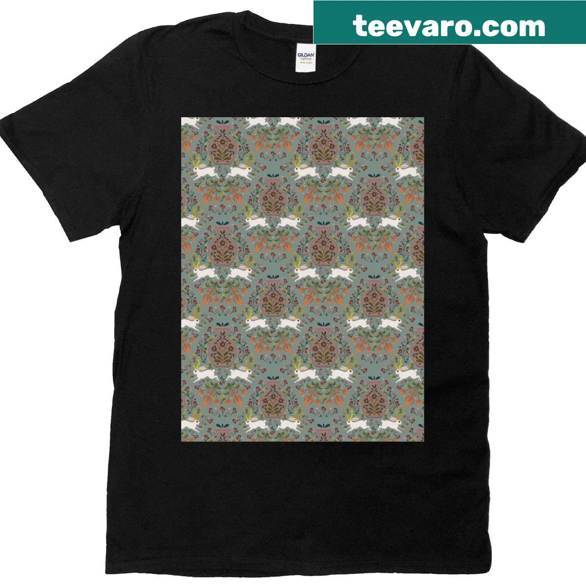 Graphic T-shirt featuring a playful jackalope — on a men's t-shirt