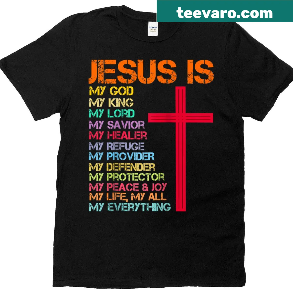 Raglan tee with the phrase Jesus Is My Everything — on a men's t-shirt