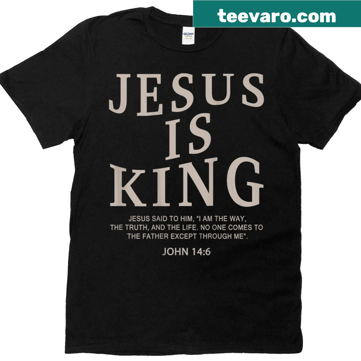 Kids' T-shirt with 'Jesus King' text — on a men's t-shirt