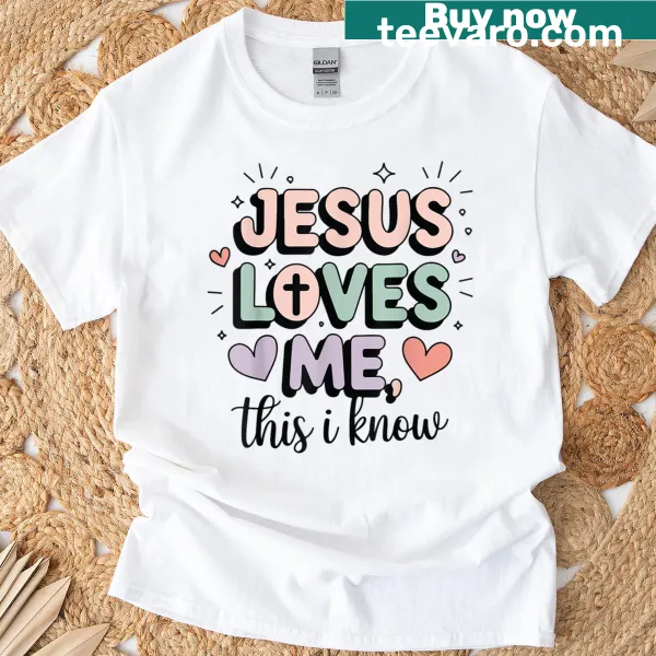 Heartfelt design featuring the phrase 'Jesus Loves Me This I Know'
