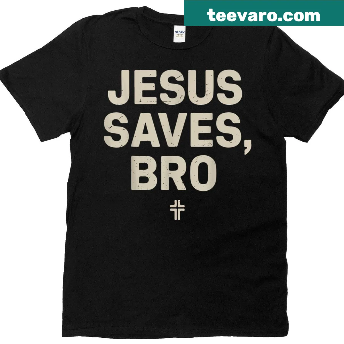 Youth t-shirt with the phrase Jesus Saves Bro — on a men's t-shirt