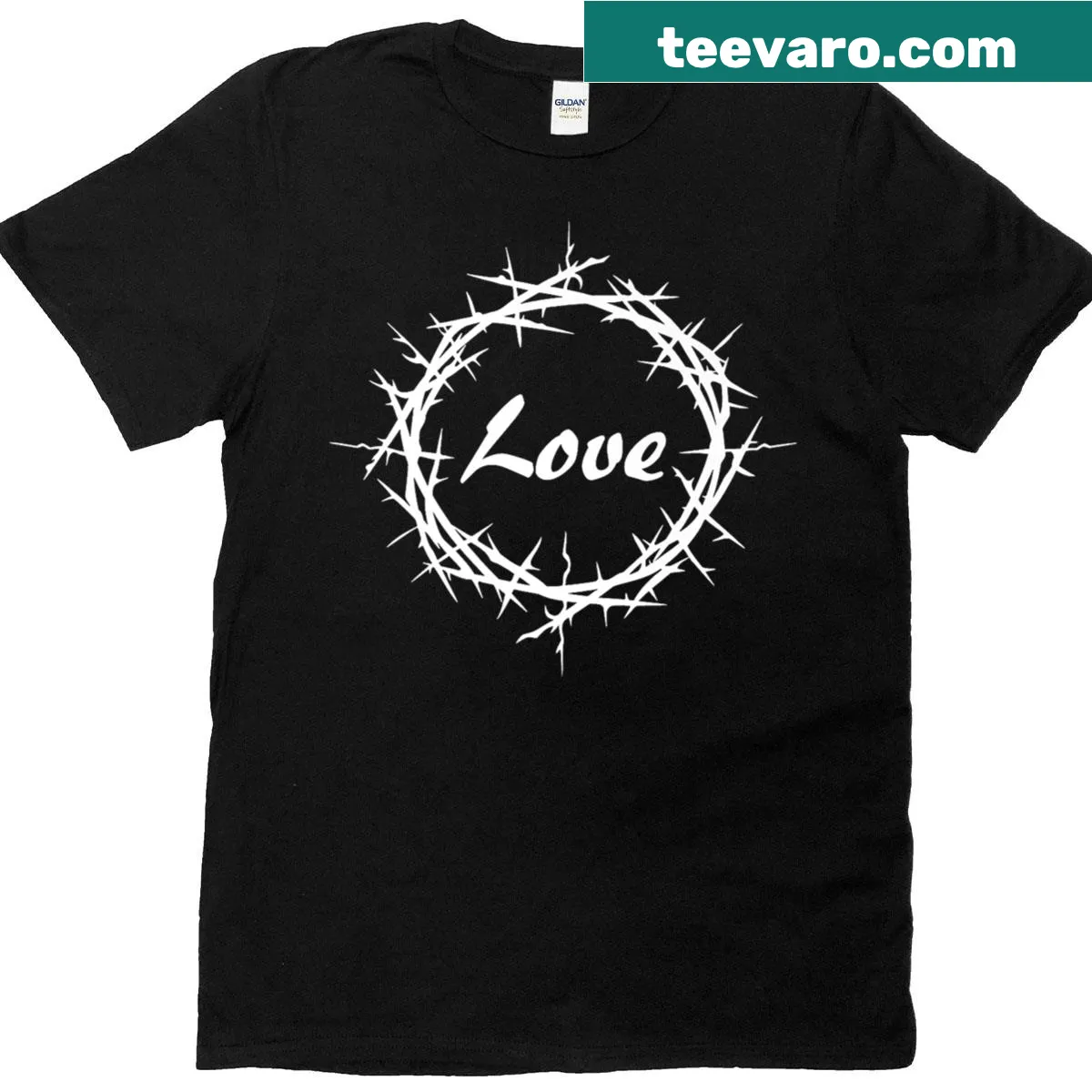John 3:16 Bible verse with crown of thorns on a T-shirt — on a men's t-shirt