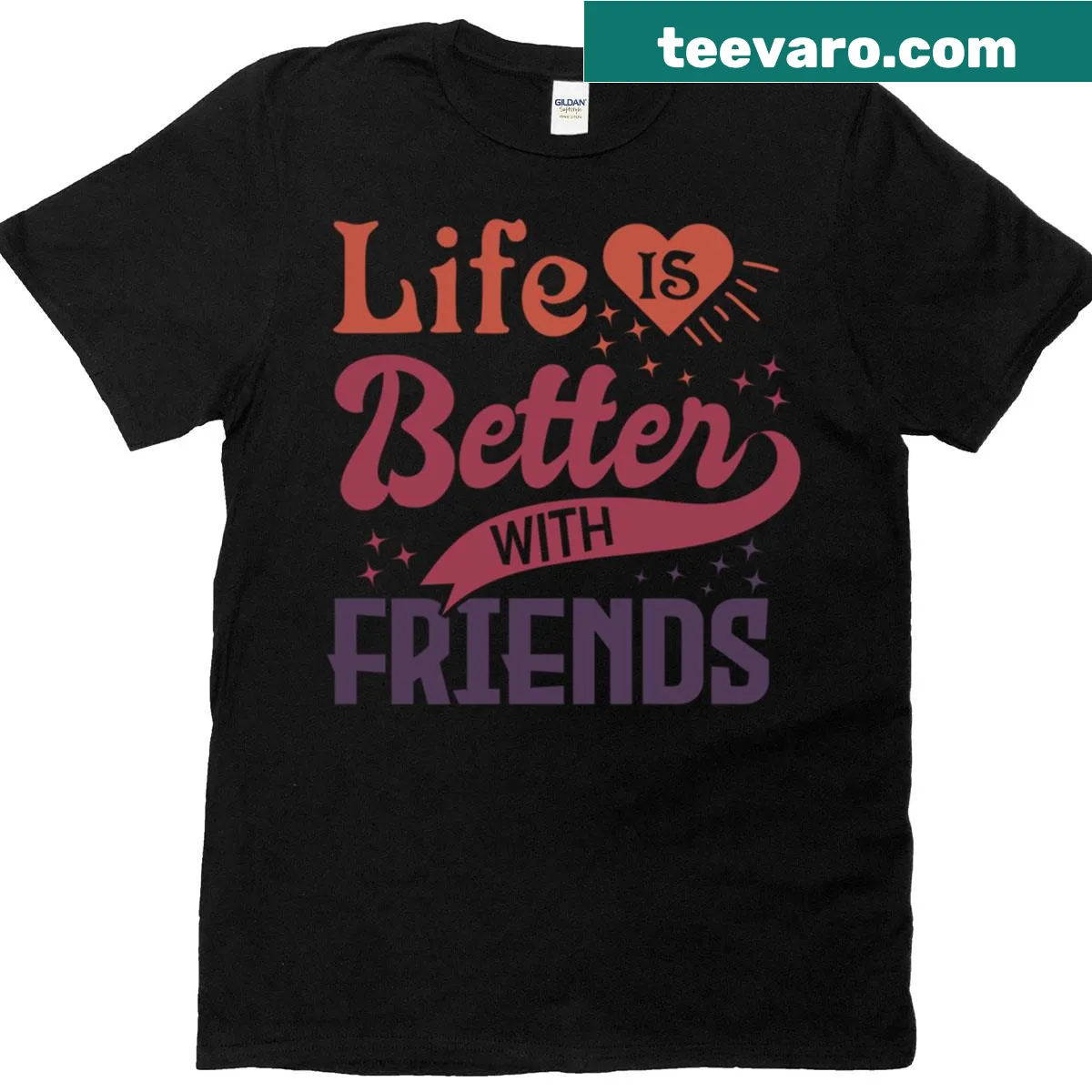 Oversized t-shirt with the phrase 'Life Is Better With Friends' and cute illustration — on a men's t-shirt