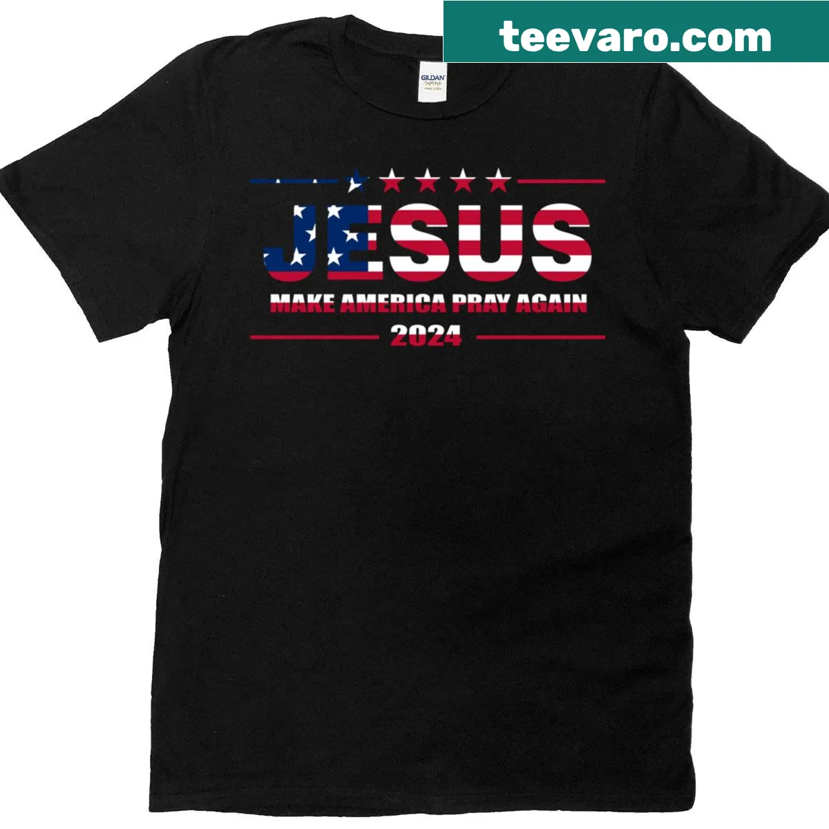 Bold typography Make Pray Again shirt for expressing faith — on a men's t-shirt