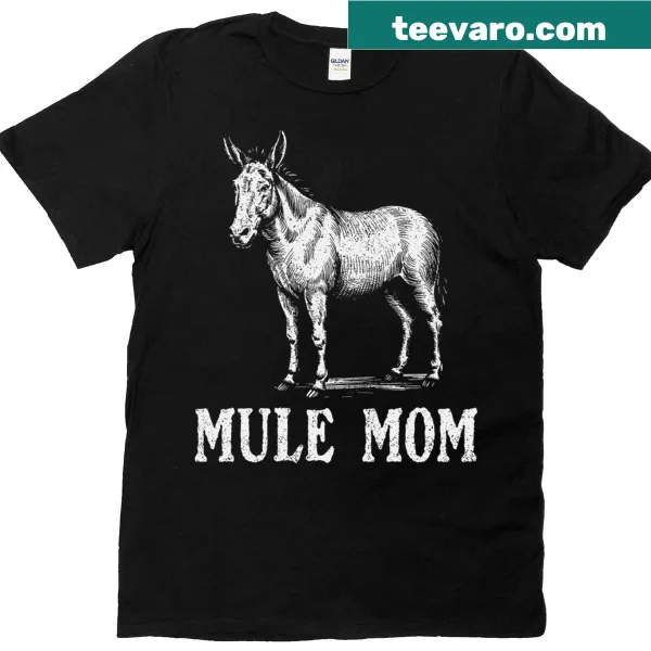 Vintage style t-shirt for mule moms featuring a playful mule graphic and text.