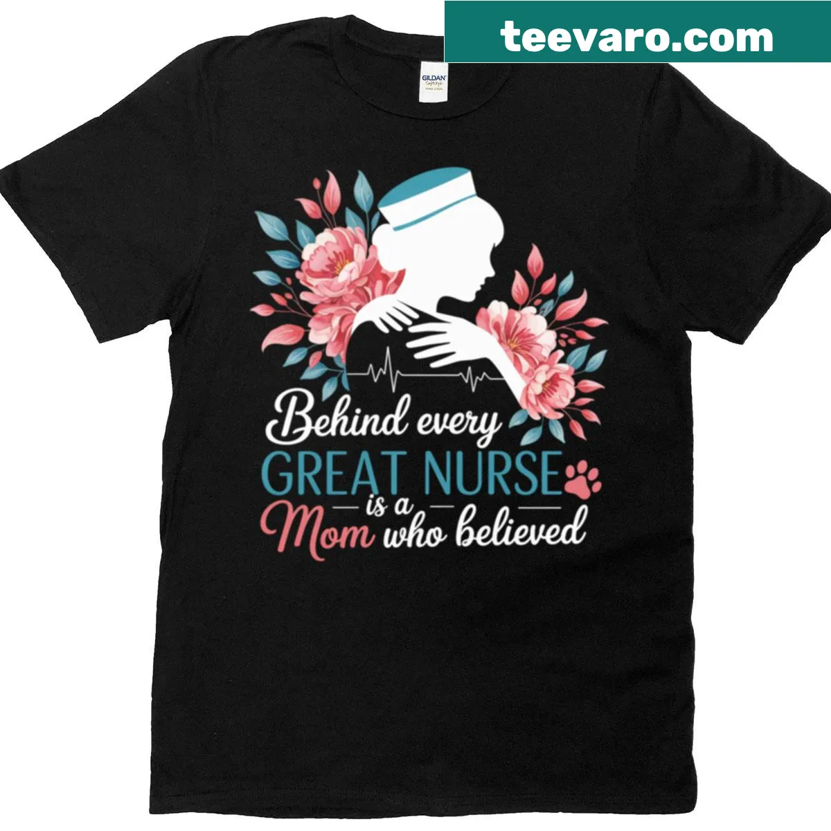 Floral design with text about nurses and their moms — on a men's t-shirt