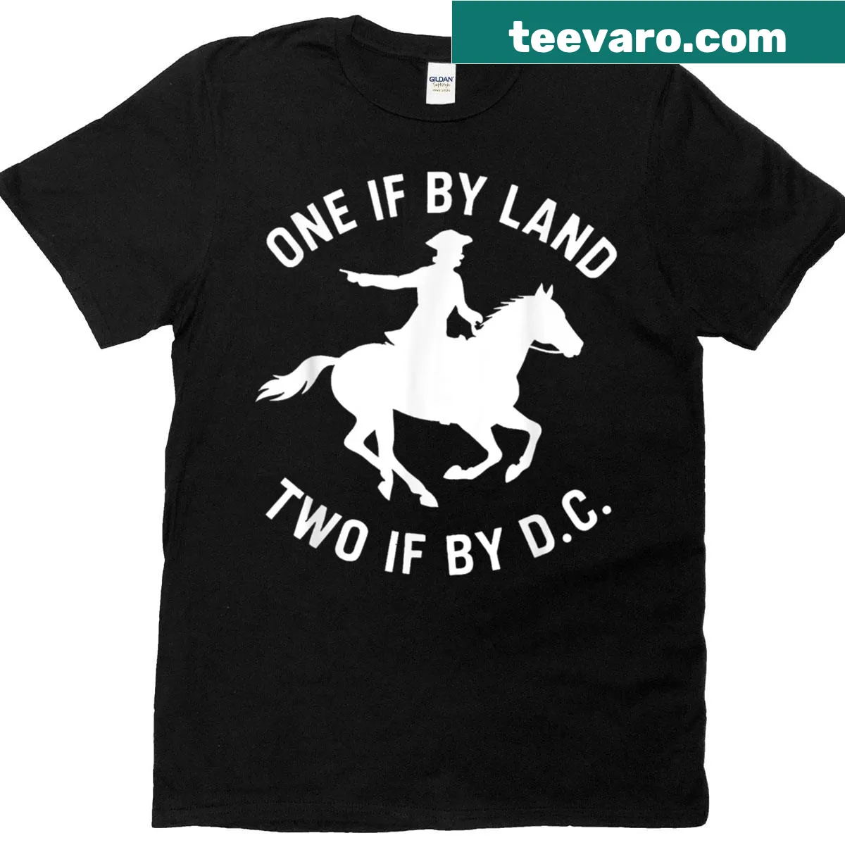 Typography design with Paul Revere's famous phrase on a T-shirt — on a men's t-shirt