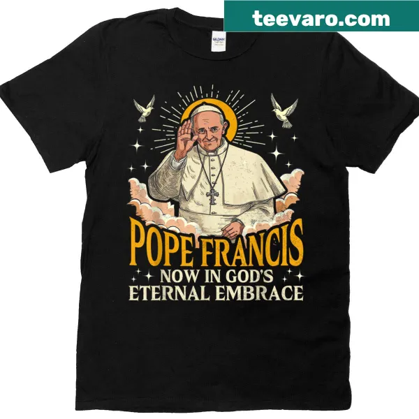Memorial t-shirt for Pope Francis featuring peace themes