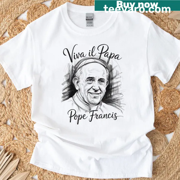 Tribute T-shirt featuring Pope Francis with the years 1936-2025