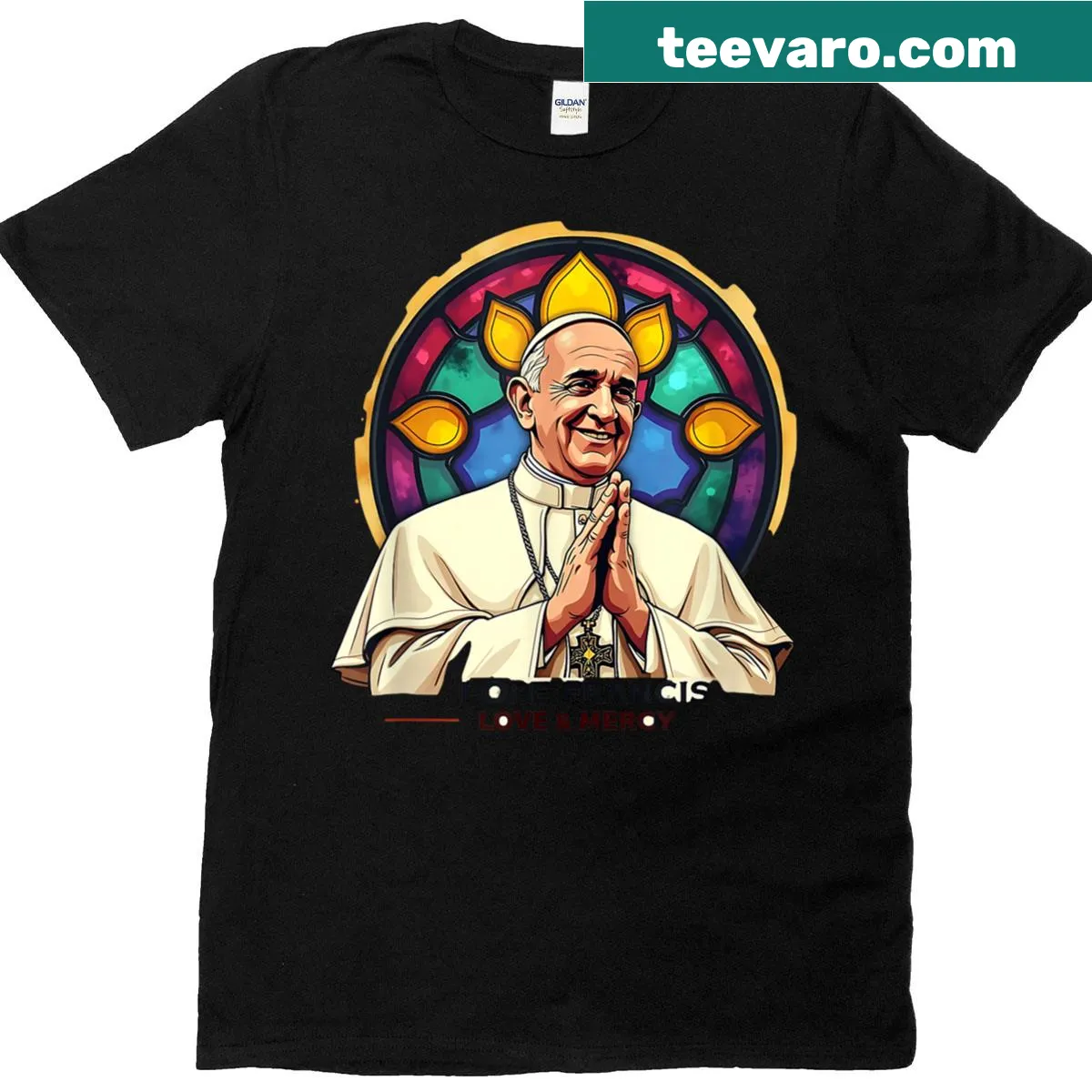 Tribute t-shirt dedicated to Pope Francis — on a men's t-shirt