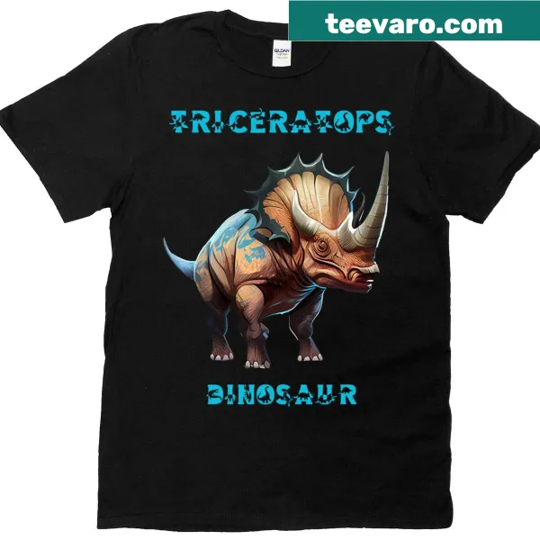 Illustrated T-shirt featuring a Triceratops dinosaur