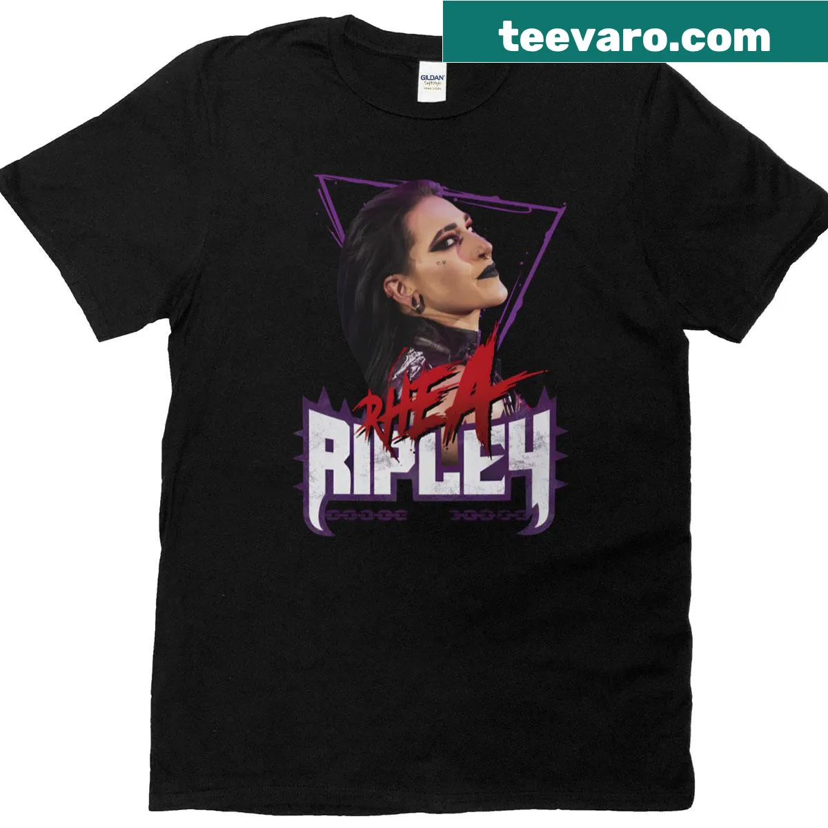 Grunge T-shirt featuring Rhea Ripley graphic — on a men's t-shirt
