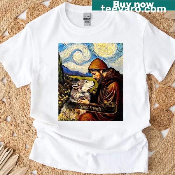 Wear your faith with a T-shirt featuring Saint Francis Of Assisi design