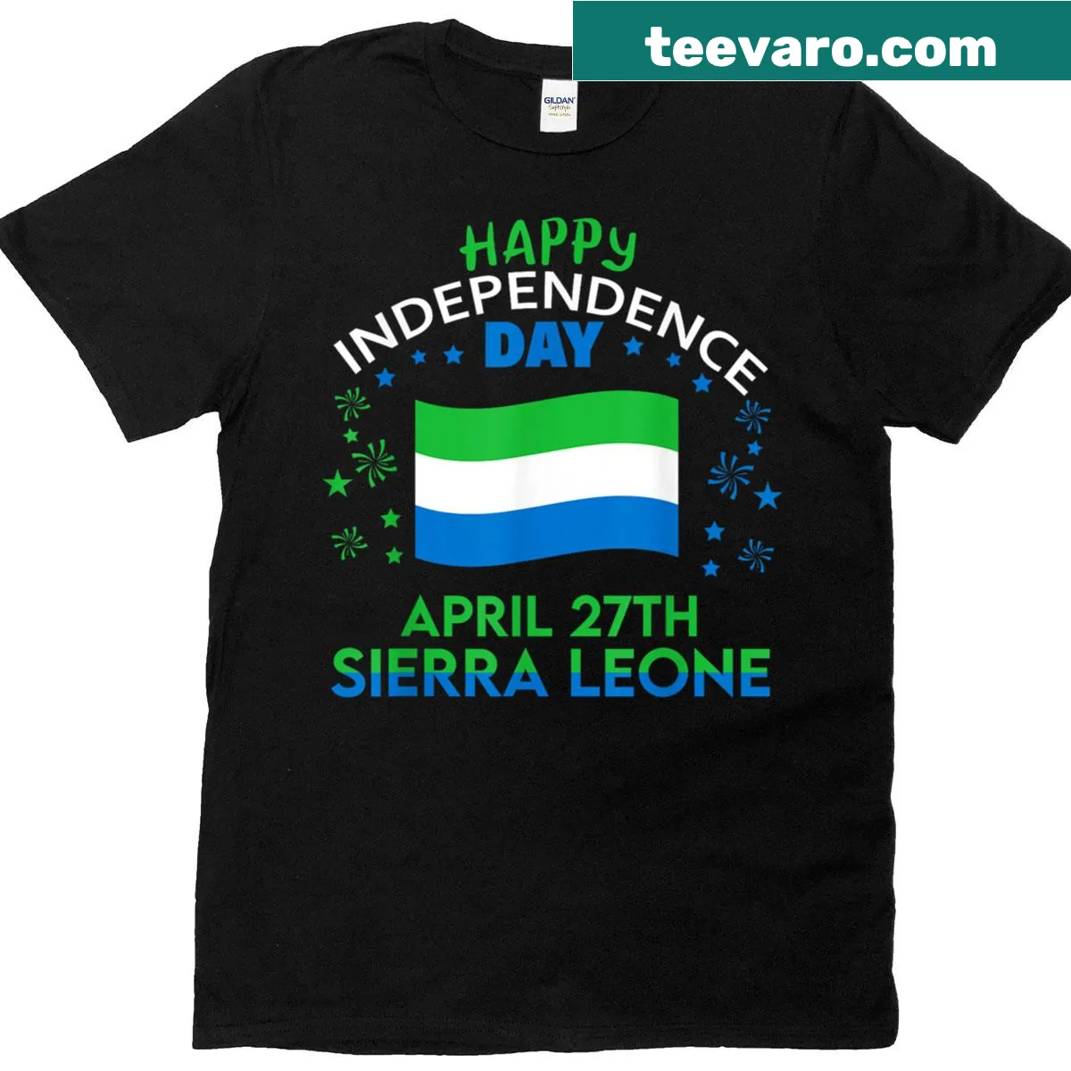 Independence Day T-shirt celebrating Sierra Leonean pride — on a men's t-shirt