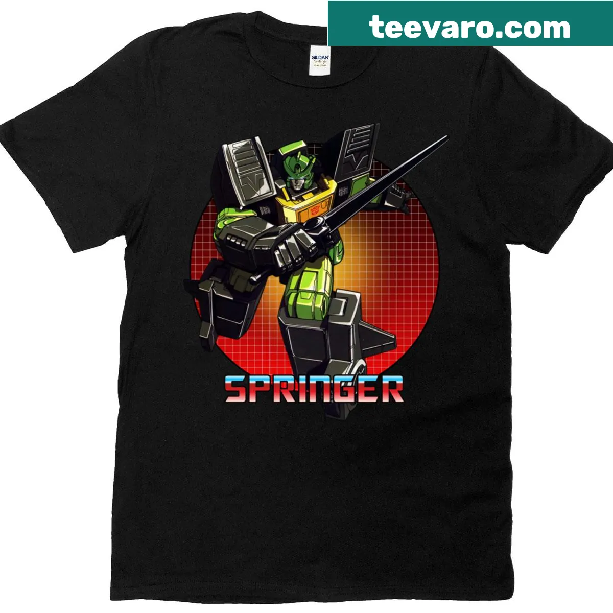Oversized T-shirt featuring a vintage Springer Autobot design — on a men's t-shirt