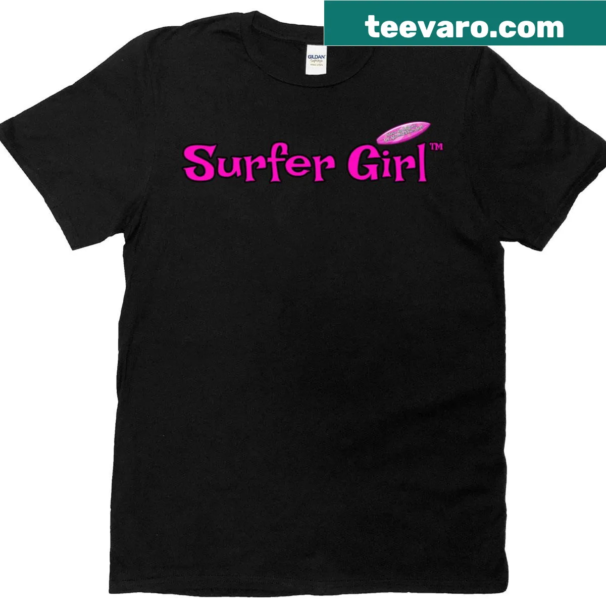 T-shirt with a playful Surfer Girl logo design — on a men's t-shirt