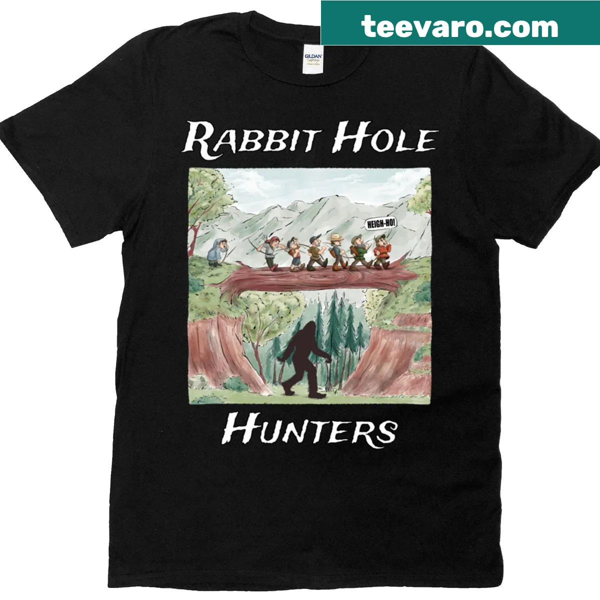 Oversized t-shirt featuring Seven Dwarf Archerers in a cartoon style — on a men's t-shirt
