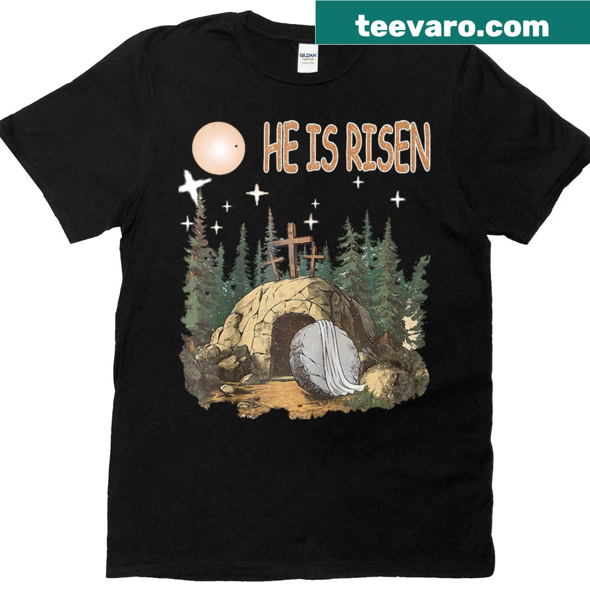 Retro Easter shirt featuring a message about resurrection. — on a men's t-shirt
