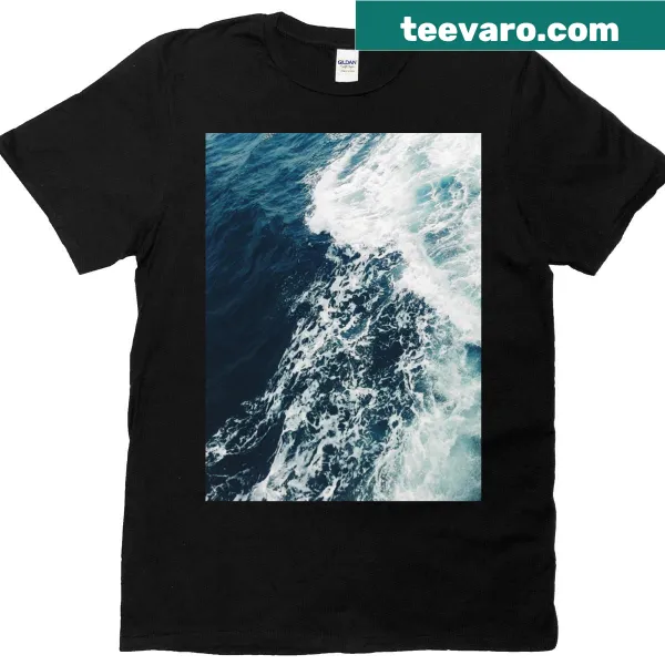 Graphic t-shirt featuring a serene ocean design