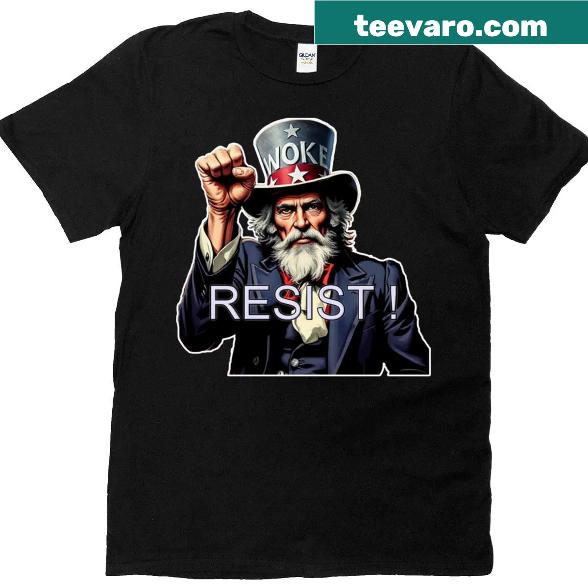 Oversized t-shirt featuring Uncle Sam with a resistance message — on a men's t-shirt