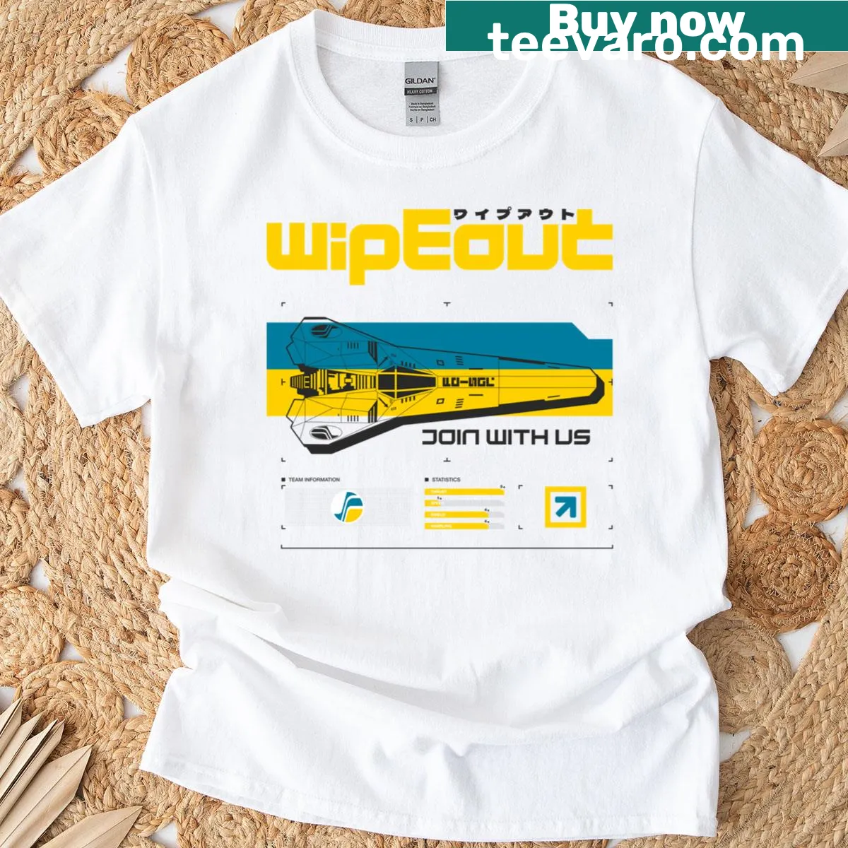 Retro graphic of Feisar V3 from Wipeout 3 on a T-shirt — on a men's t-shirt
