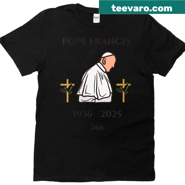 Memorial tribute t-shirt for Pope Francis with commemorative graphic