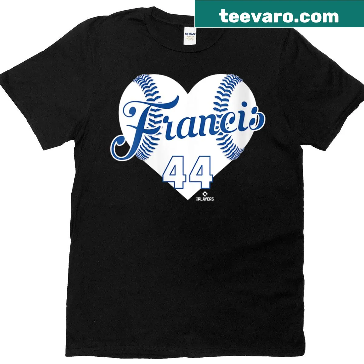 Heart-themed baseball graphic t-shirt for women — on a men's t-shirt