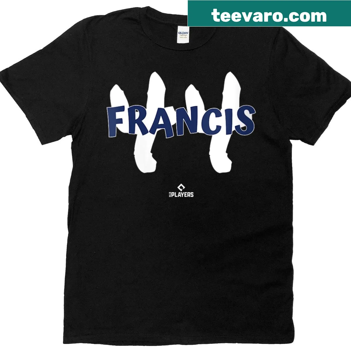 Personalized Toronto baseball T-shirt with name and number Bowden Francis — on a men's t-shirt