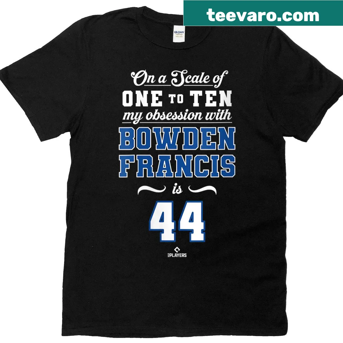 Bowden Francis Toronto MLB T-shirt with player name and number — on a men's t-shirt