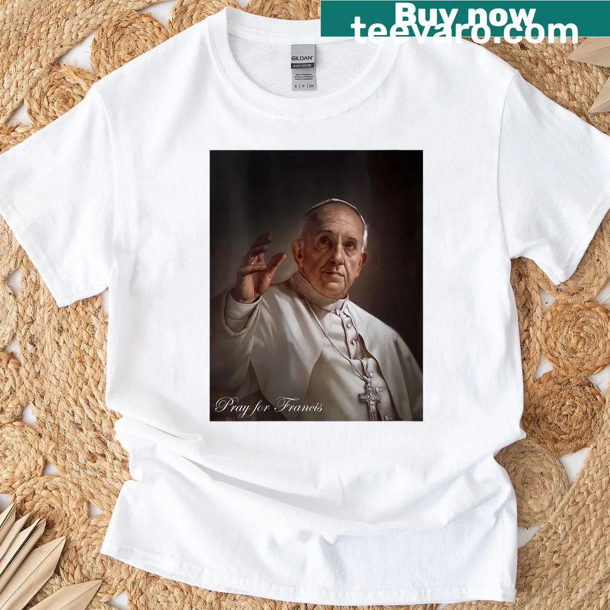 T-shirt with 'Pray For Francis' message — on a men's t-shirt