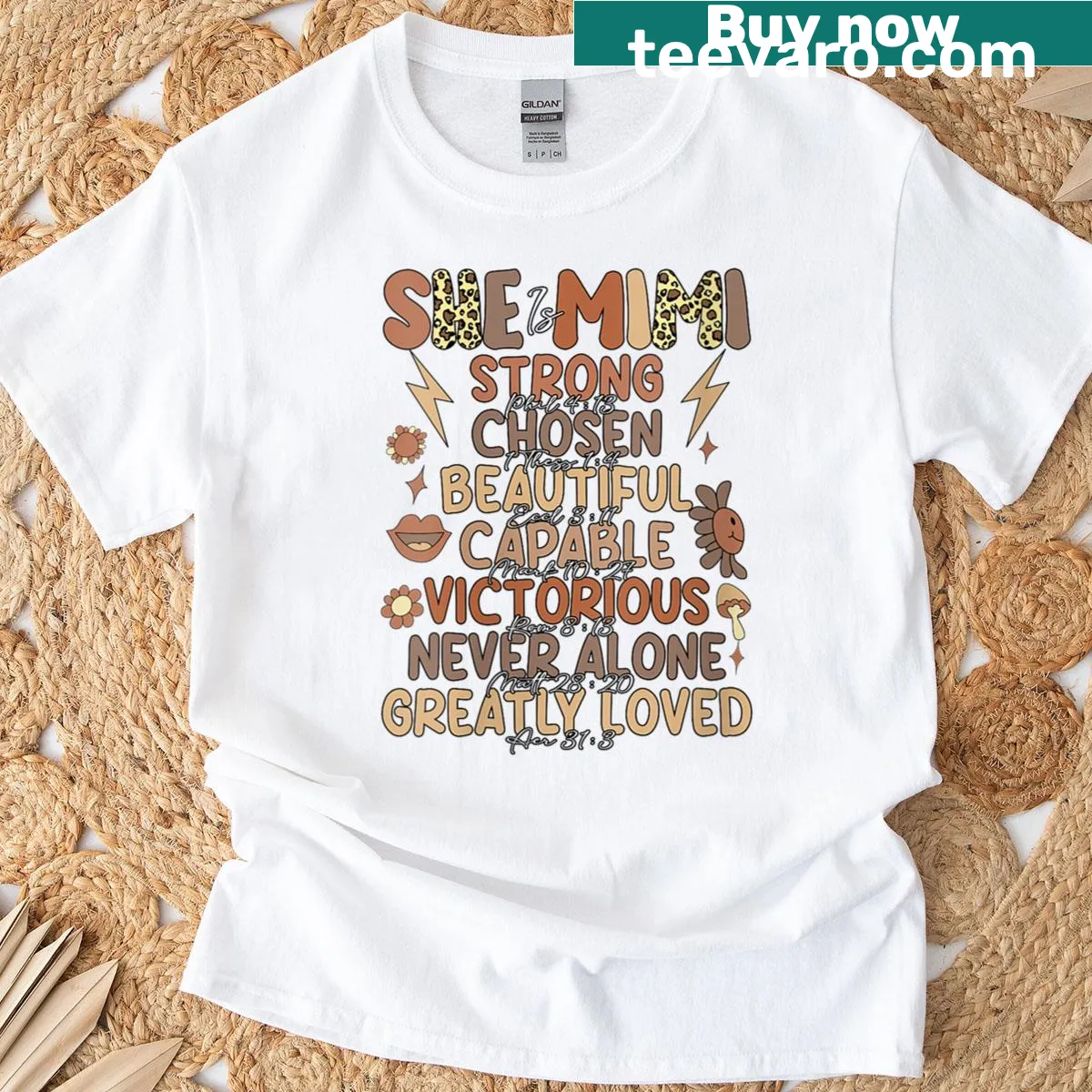 Beautiful Mothers Day T-shirt with the message 'She Is Mimi Proud Strong Beautiful' — on a men's t-shirt