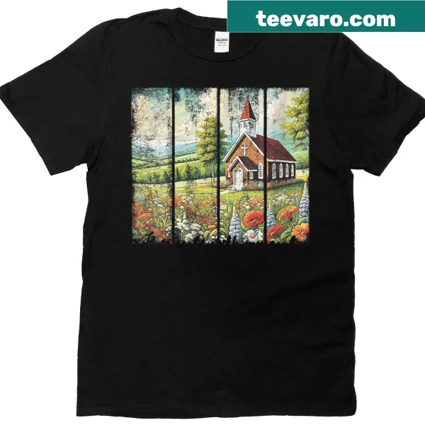 Vintage T-shirt with church design and 'It Is Well With My Soul' text