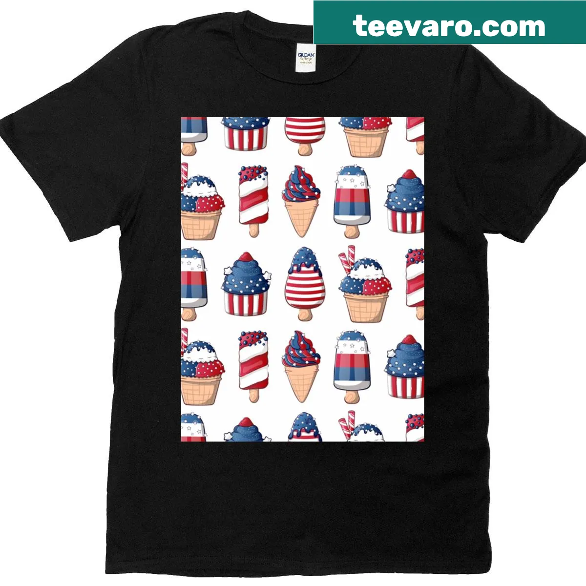 Playful graphic T-shirt designed for Fourth of July celebrations. — on a men's t-shirt