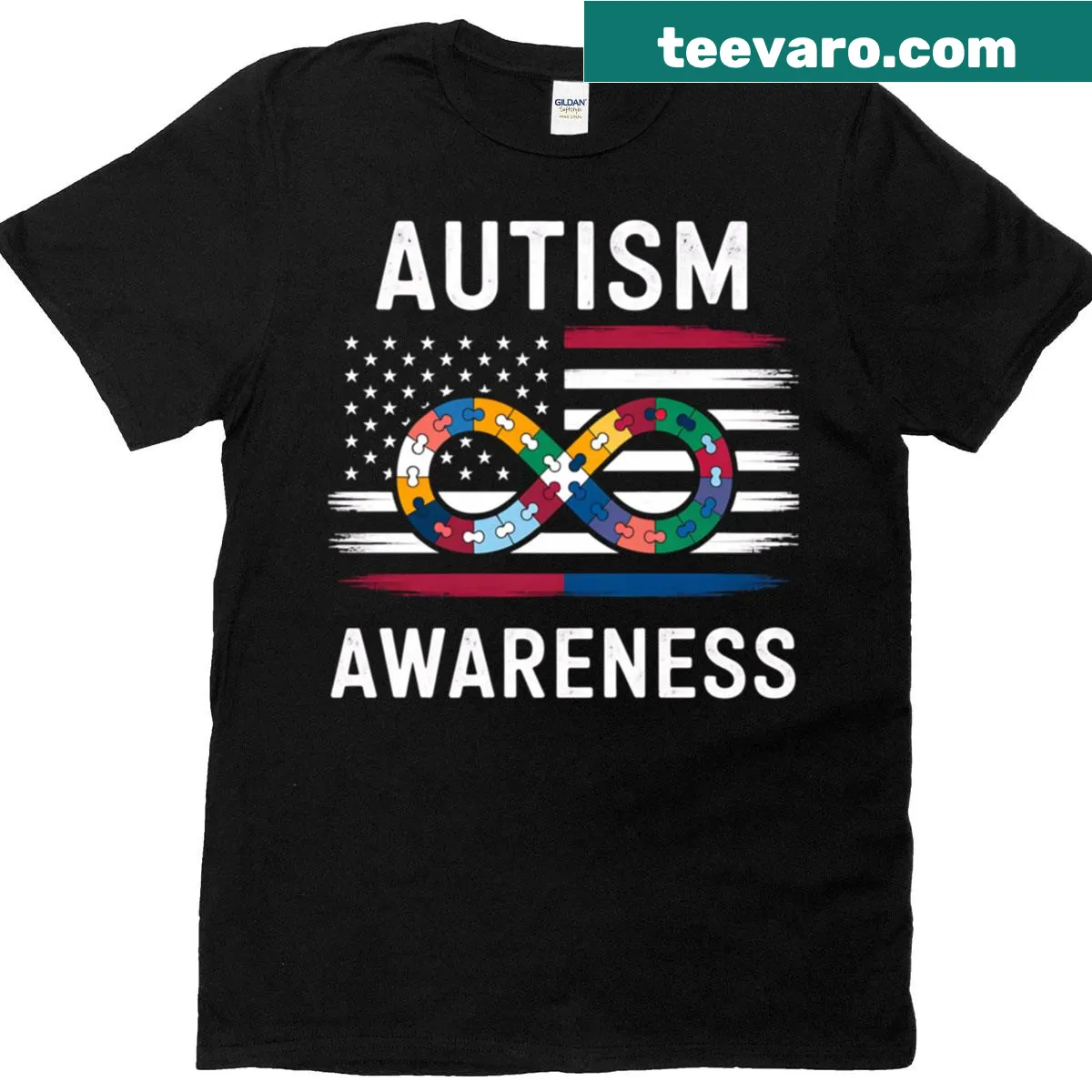 Infinity symbol Autism Awareness T-shirt design — on a men's t-shirt