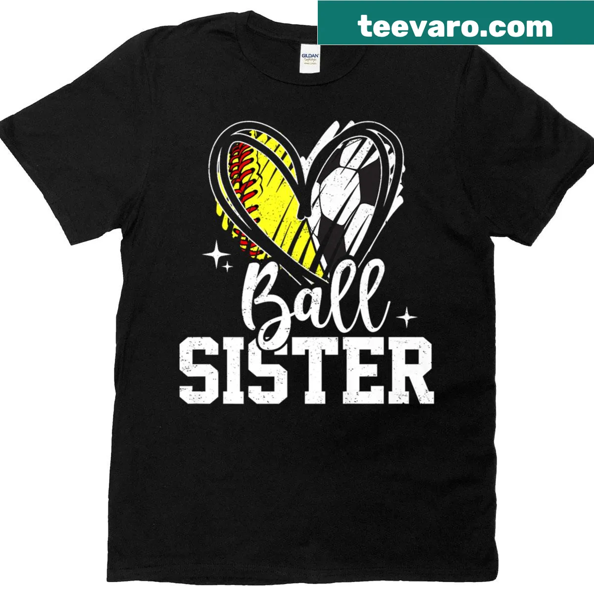 T-shirt celebrating sisterhood for softball and soccer players — on a men's t-shirt