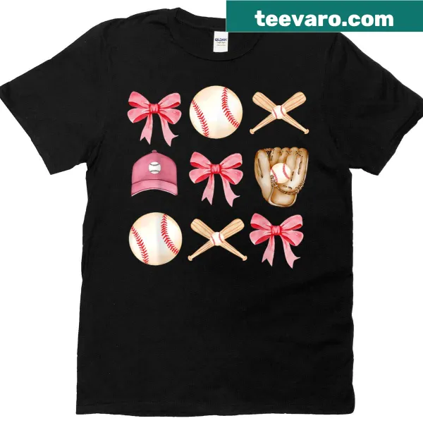 Charming bow graphic t-shirt for baseball fans