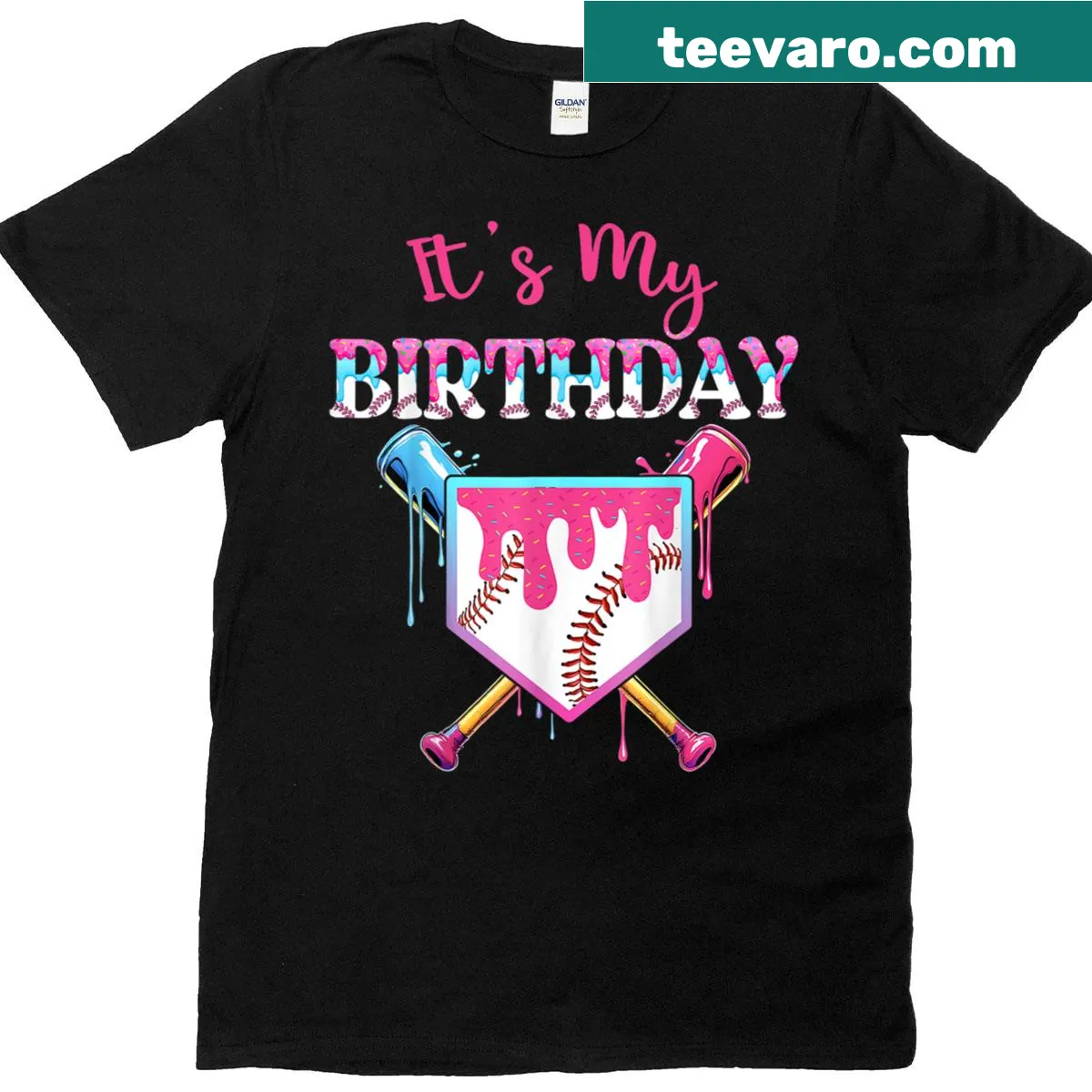 Funny t-shirt for girls featuring home plate graphic with ice cream — on a men's t-shirt