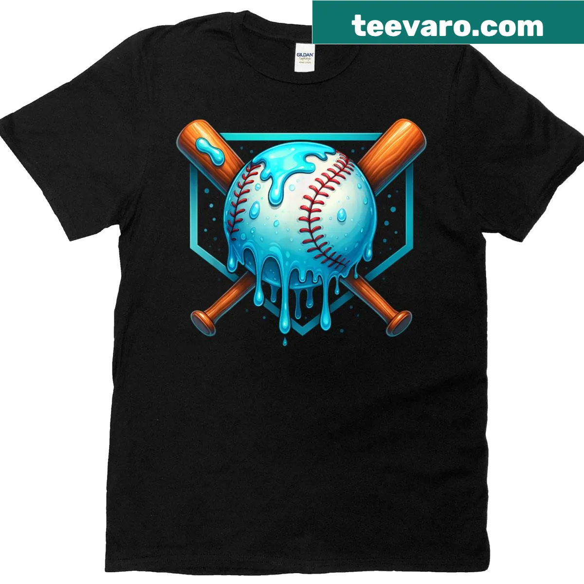 Youth baseball tee featuring an ice cream cone dripping onto a baseball — on a men's t-shirt