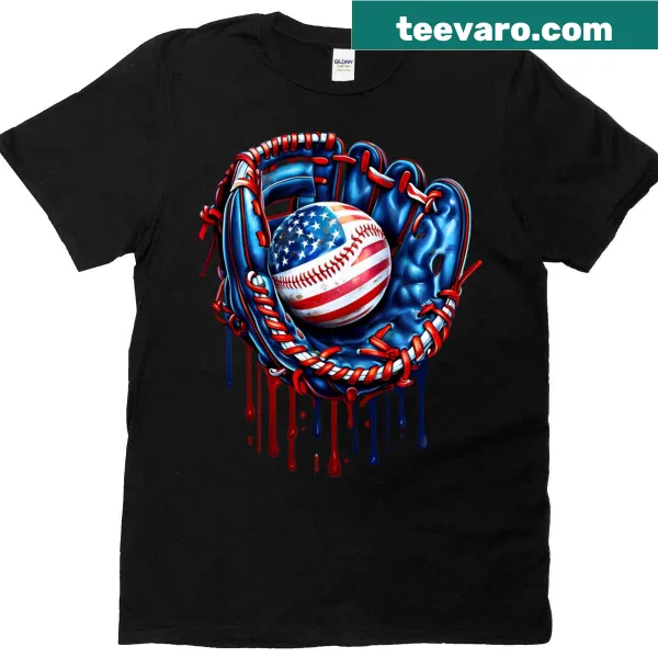 Funny t-shirt with baseball glove and ice cream for Fourth of July