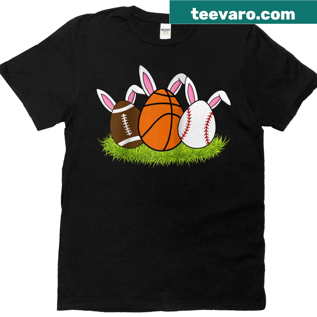 Kids raglan tee featuring a bunny in sports attire for Easter. — on a men's t-shirt