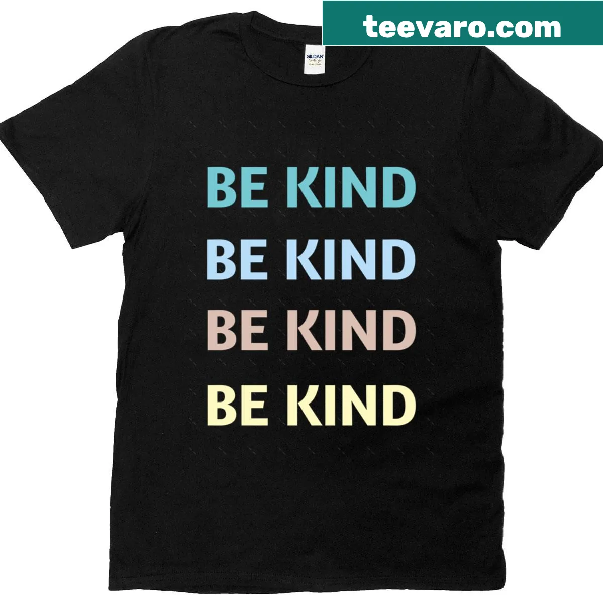 Casual oversized t-shirt with the phrase 'Be Kind' in a cheerful font — on a men's t-shirt